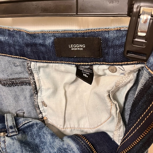 Express Women's Blue Ripped Legging High Rise - Picture 3 of 3